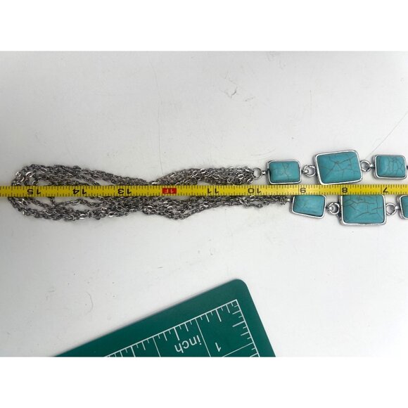 Lauren Michael Layering Necklaces Two with Blue Cabochons Silver Tone Chains - Picture 6 of 7